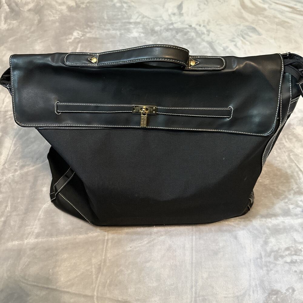 Elizabeth Arden‎ Black Canvas & Leather Large Tote Travel Weekender Carryon Bag